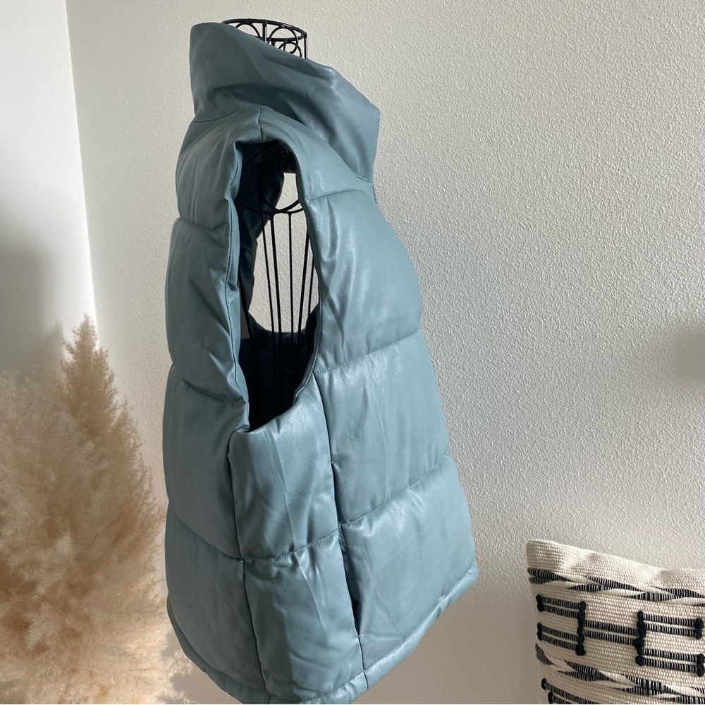 SOLD 7 For All Mankind Faux Leather Puffer Vest - Picture 6 of 12